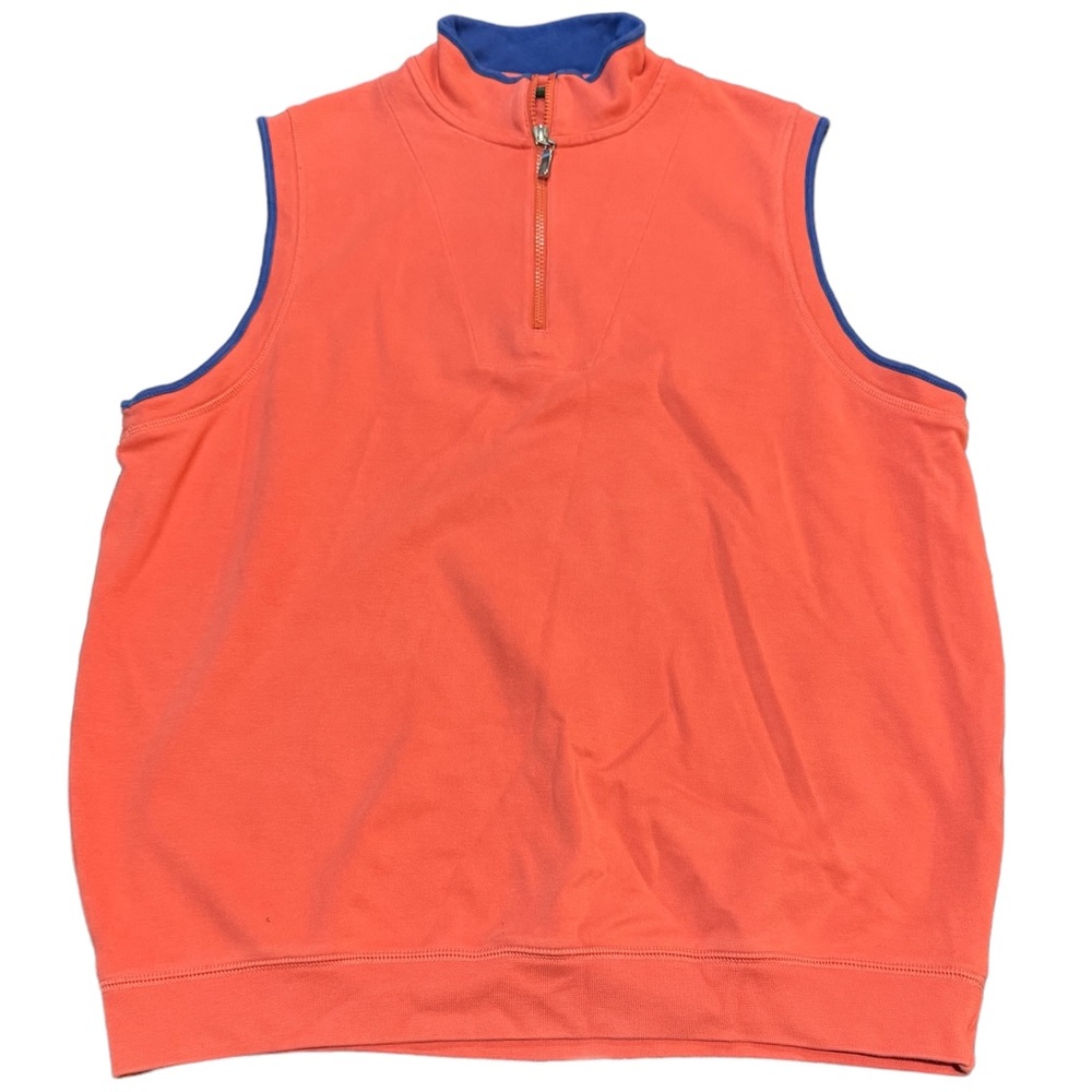 Bobby Jones Mens Quarter Zip Golf Vest‎ Coral Orange Pima Cotton Large pb1